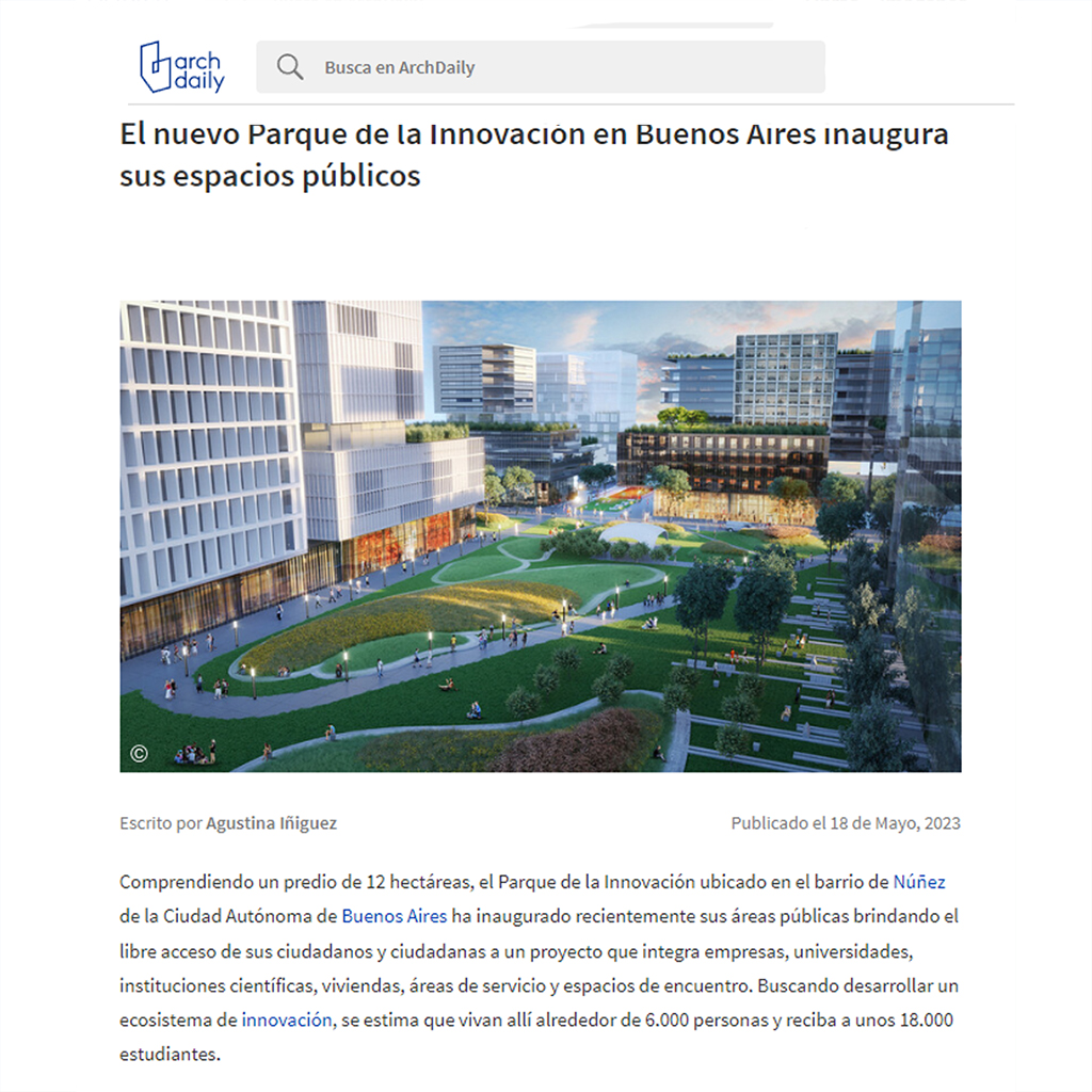 Publicación ArchDaily <br> Parque de la Innovación